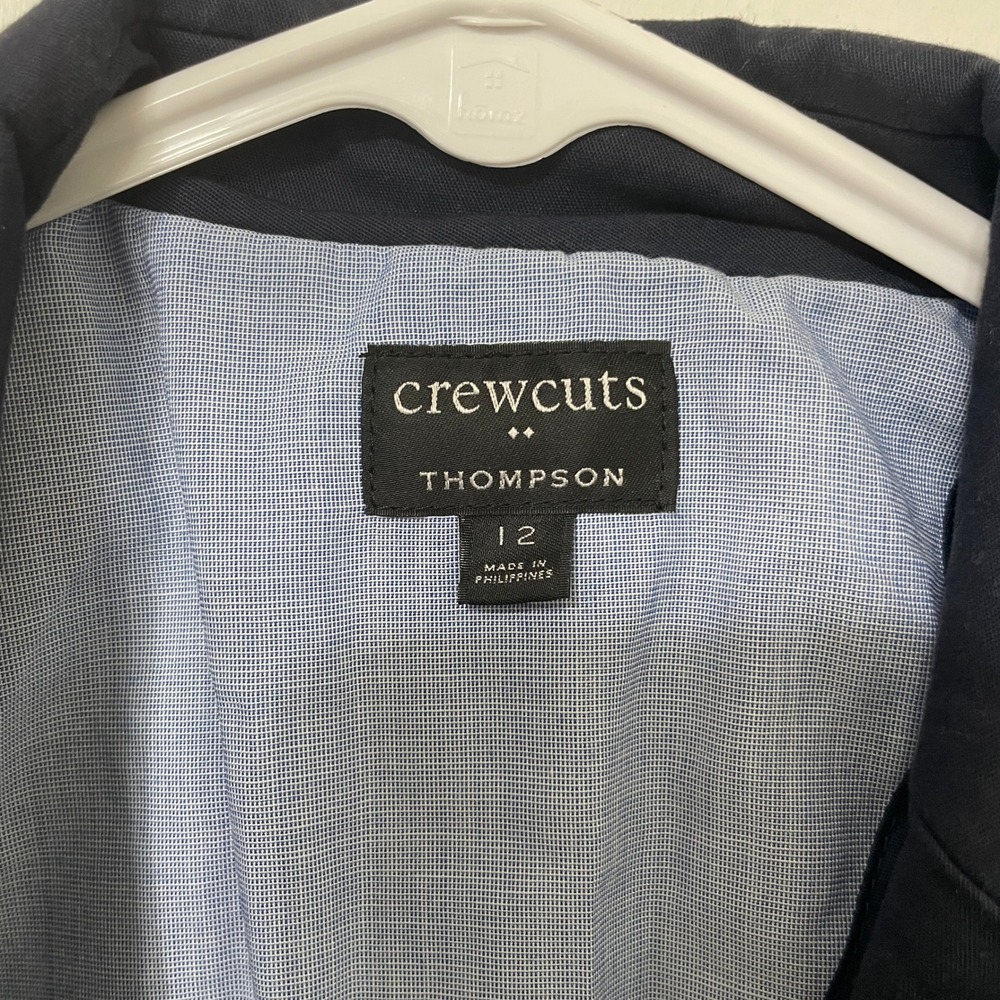Crewcuts J.Crew Boys Thompson Blazer Navy Blue Cotton Suit Jacket Size 12 - Picture 2 of 9